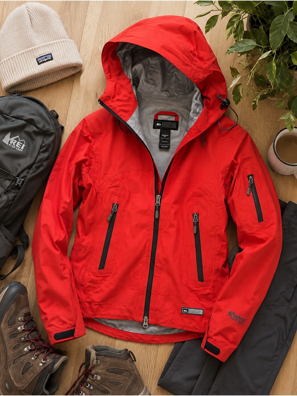 REI eVent Waterproof Technical Rain Shell Jacket Red Women’s XS